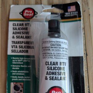 Lot of 2 PRO SEAL Clear RTV Silicone Adhesive & Sealant N80066 - 3 oz each NEW
